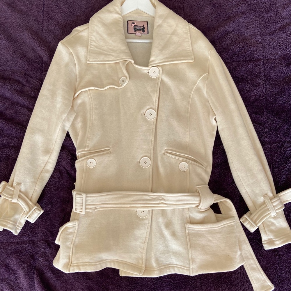 Brownie NY Trench Coat Button Front Jacket L